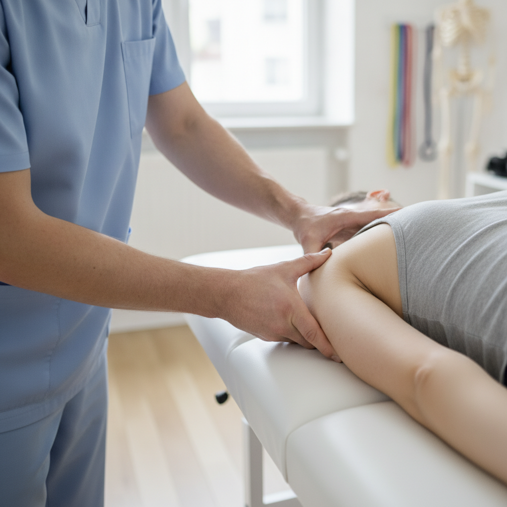 Therapeut bei der manuellen Therapie (Musterbild)